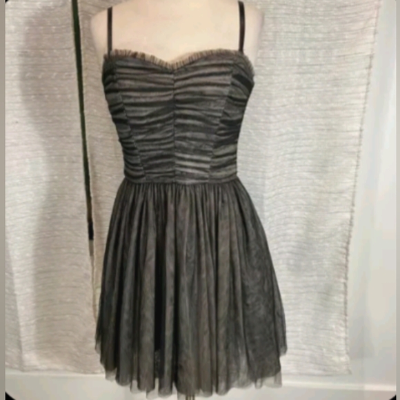 Betsey Johnson Black Gray tulle knee length dress sz 6 whimsygoth fairy grunge - Picture 1 of 11
